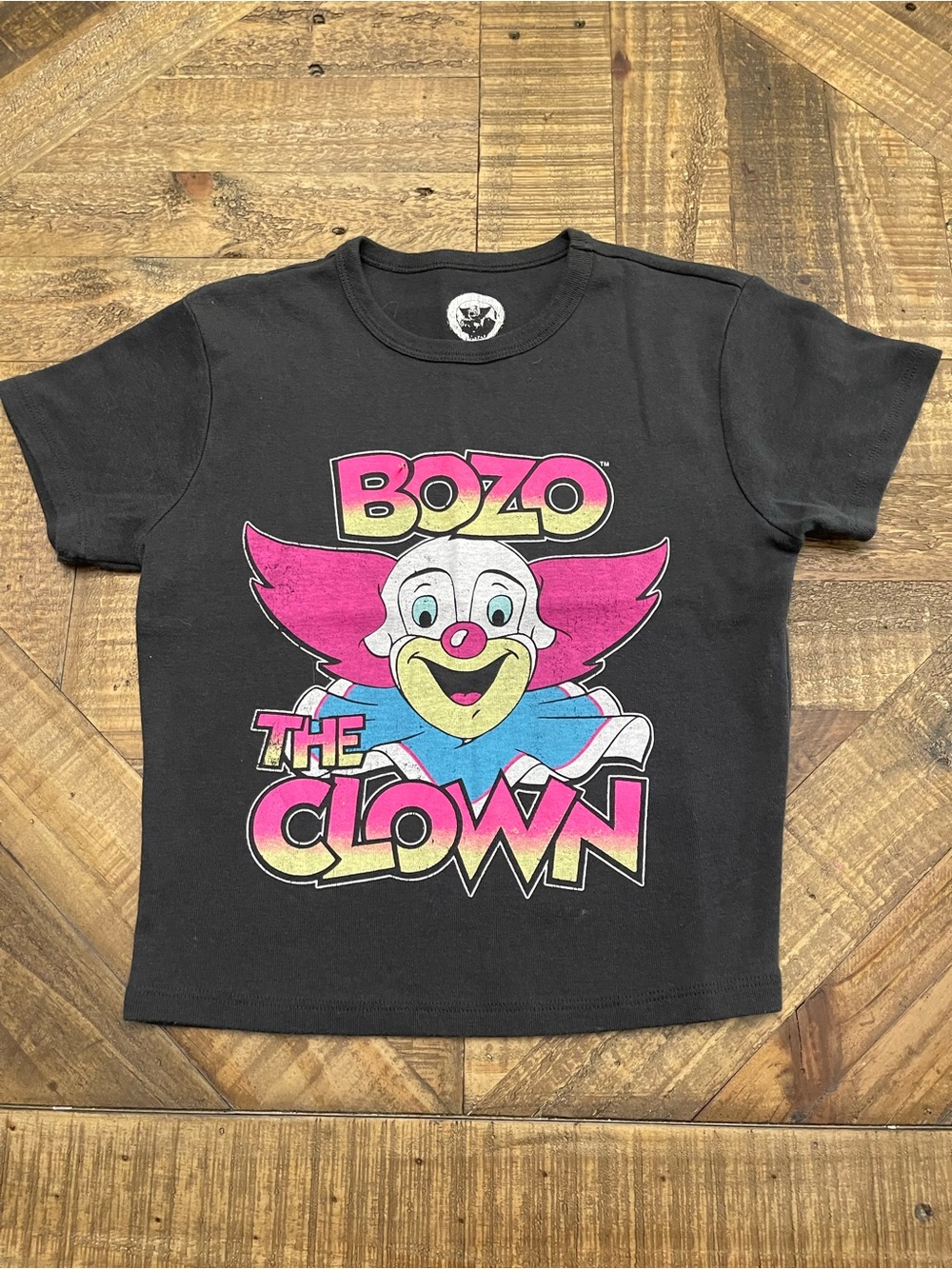 Vintage-Style Bozo The Clown Black Graphic T-Shirt Officially Licensed